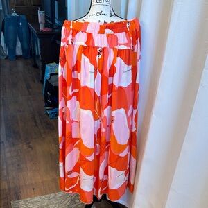 Joress Vibrant Orange and Pink Floral SkirtSize 12 US,  39” L, Elastic waist
